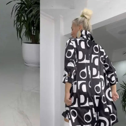 Vestido de camisa de moda con cuello en V y collar reversible