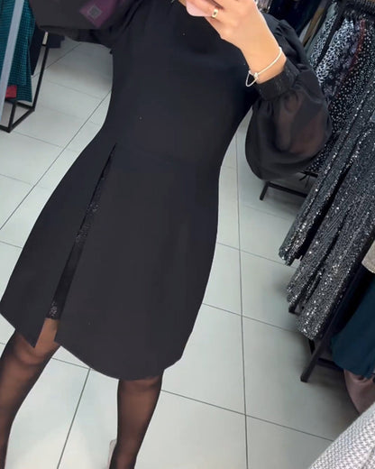 56%Rabatte💥Schlichtes, elegantes, sexy, seidiges Langarmkleid