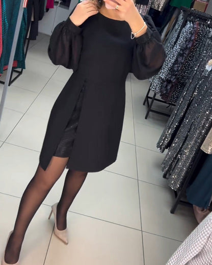 56%Rabatte💥Schlichtes, elegantes, sexy, seidiges Langarmkleid