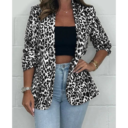 Langärmeliger Blazer mit Leopardenmuster für Damen