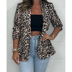 Langärmeliger Blazer mit Leopardenmuster für Damen