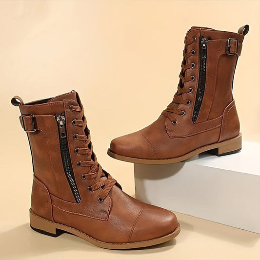 🔥Zeitlich begrenzter Rabatt 50 % OFF – Damenstiefel mit runder Zehenpartie und seitlichem Reißverschluss
