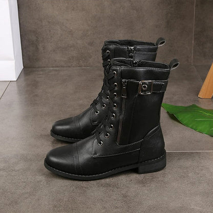 🔥Zeitlich begrenzter Rabatt 50 % OFF – Damenstiefel mit runder Zehenpartie und seitlichem Reißverschluss