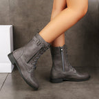 🔥Zeitlich begrenzter Rabatt 50 % OFF – Damenstiefel mit runder Zehenpartie und seitlichem Reißverschluss