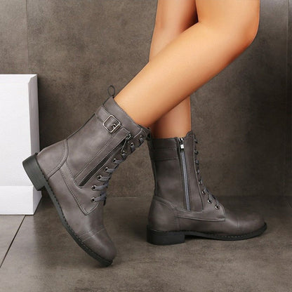 🔥Zeitlich begrenzter Rabatt 50 % OFF – Damenstiefel mit runder Zehenpartie und seitlichem Reißverschluss