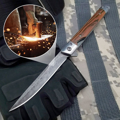 ✨Navaja plegable con mango de madera para trabajo, senderismo y acampada.⛺