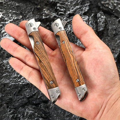 ✨Navaja plegable con mango de madera para trabajo, senderismo y acampada.⛺