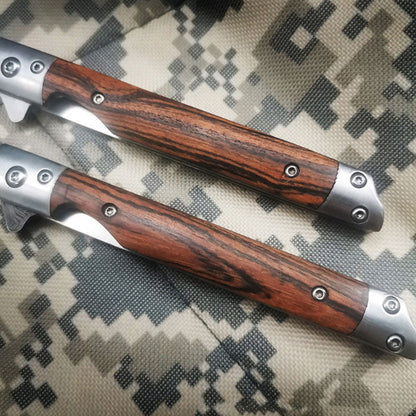 ✨Navaja plegable con mango de madera para trabajo, senderismo y acampada.⛺