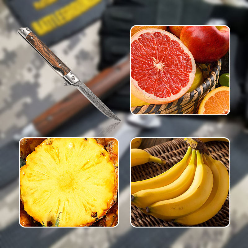 ✨Navaja plegable con mango de madera para trabajo, senderismo y acampada.⛺