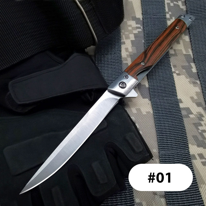 ✨Navaja plegable con mango de madera para trabajo, senderismo y acampada.⛺