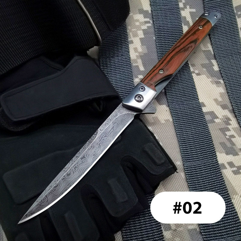✨Navaja plegable con mango de madera para trabajo, senderismo y acampada.⛺