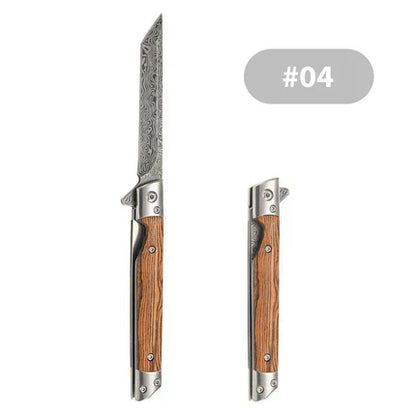✨Navaja plegable con mango de madera para trabajo, senderismo y acampada.⛺