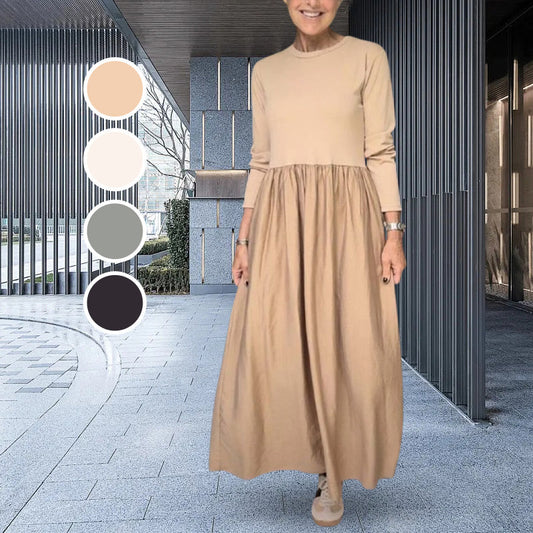 Vestido de punto midi que fluye con mangas largas
