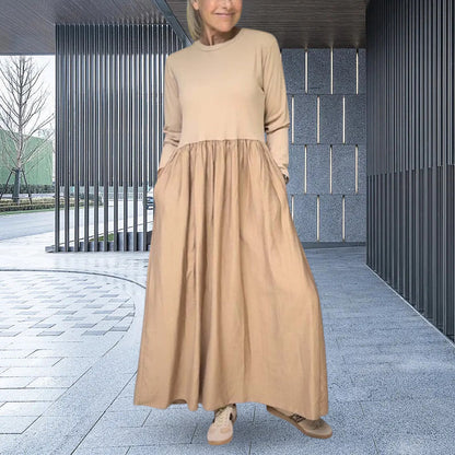 Vestido de punto midi que fluye con mangas largas