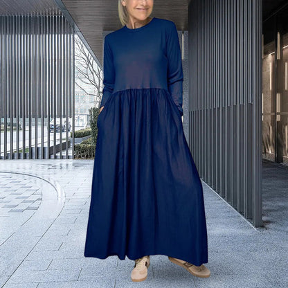 Vestido de punto midi que fluye con mangas largas