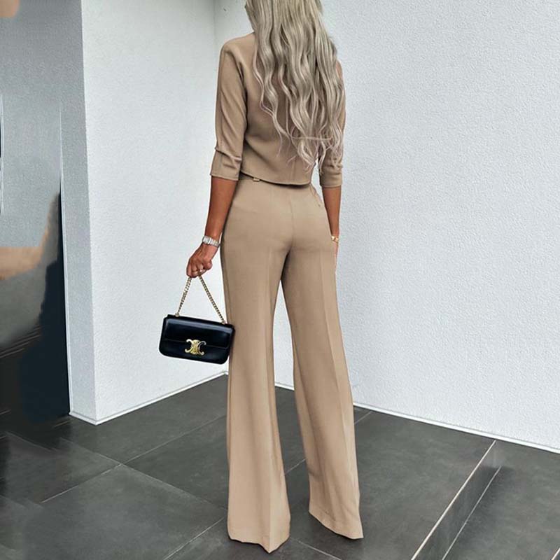 👚 60 % Rabatt! 🎉 Damen-Crop-Top und weite Hose im Set – elegant, bequem und trendig 👖📦