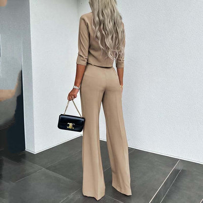 👚 60 % Rabatt! 🎉 Damen-Crop-Top und weite Hose im Set – elegant, bequem und trendig 👖📦