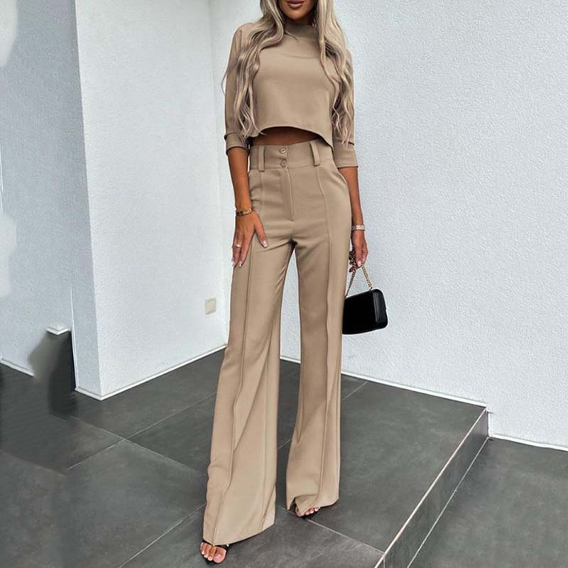 👚 60 % Rabatt! 🎉 Damen-Crop-Top und weite Hose im Set – elegant, bequem und trendig 👖📦