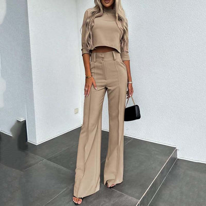 👚 60 % Rabatt! 🎉 Damen-Crop-Top und weite Hose im Set – elegant, bequem und trendig 👖📦