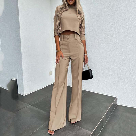 👚 60 % Rabatt! 🎉 Damen-Crop-Top und weite Hose im Set – elegant, bequem und trendig 👖📦