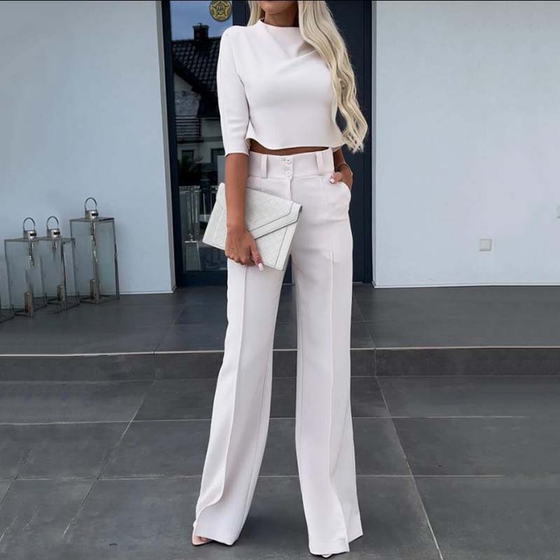👚 60 % Rabatt! 🎉 Damen-Crop-Top und weite Hose im Set – elegant, bequem und trendig 👖📦