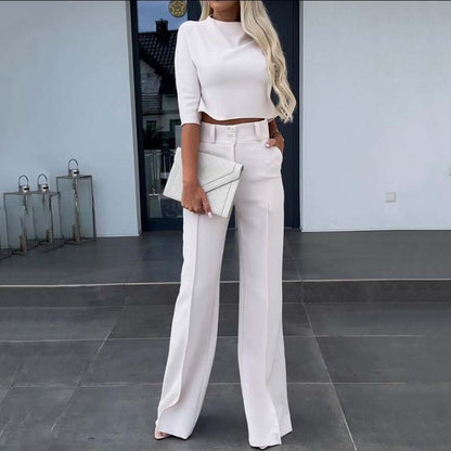 👚 60 % Rabatt! 🎉 Damen-Crop-Top und weite Hose im Set – elegant, bequem und trendig 👖📦