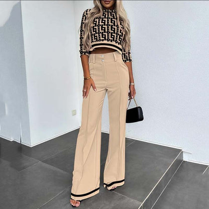 👚 60 % Rabatt! 🎉 Damen-Crop-Top und weite Hose im Set – elegant, bequem und trendig 👖📦