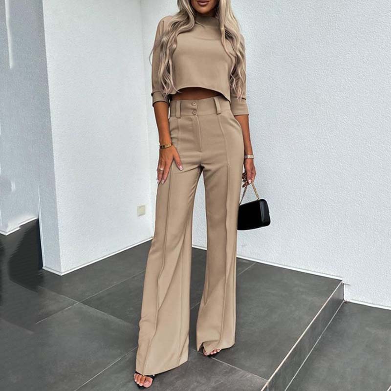 👚 60 % Rabatt! 🎉 Damen-Crop-Top und weite Hose im Set – elegant, bequem und trendig 👖📦