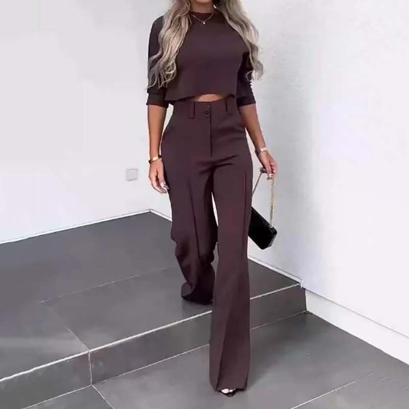 👚 60 % Rabatt! 🎉 Damen-Crop-Top und weite Hose im Set – elegant, bequem und trendig 👖📦