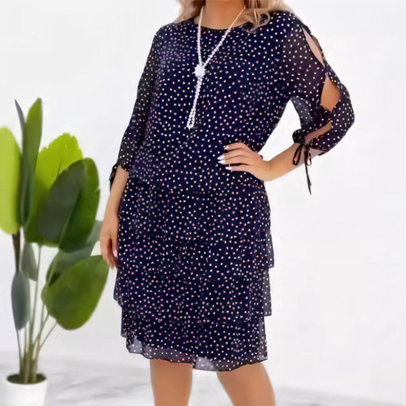 Preventa navideña✨Vestido casual estampado de capas para mujer