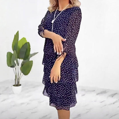 Preventa navideña✨Vestido casual estampado de capas para mujer