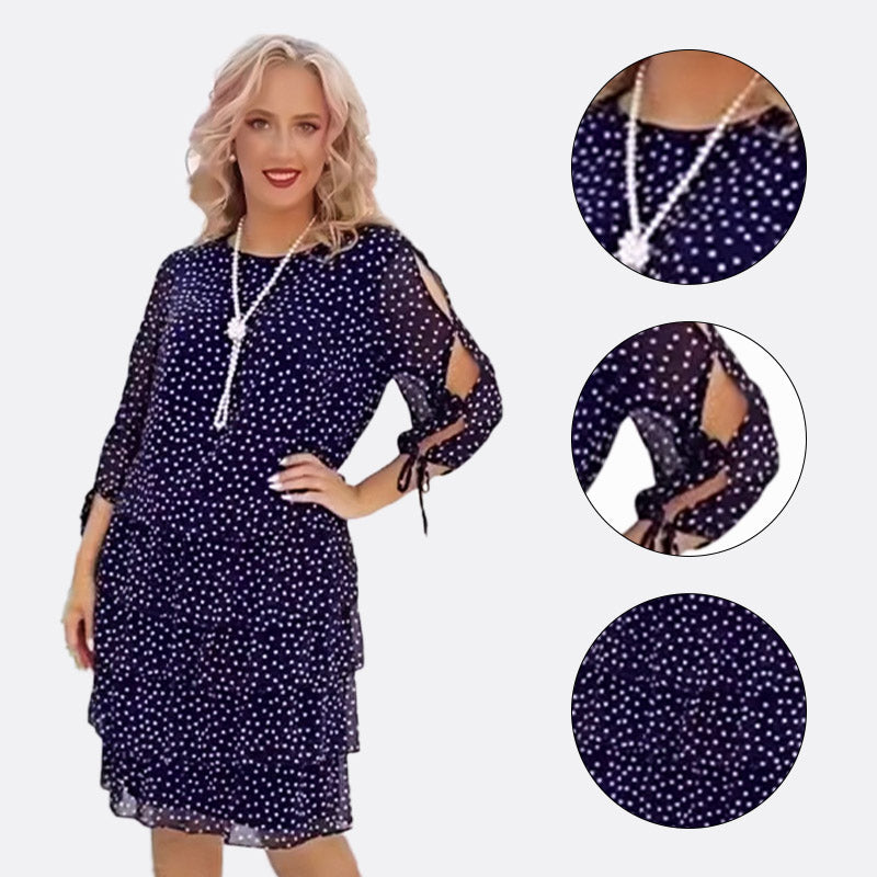 Preventa navideña✨Vestido casual estampado de capas para mujer