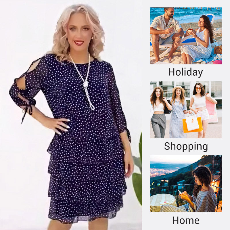 Preventa navideña✨Vestido casual estampado de capas para mujer