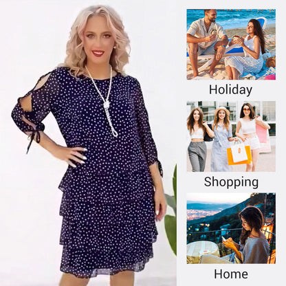 Preventa navideña✨Vestido casual estampado de capas para mujer
