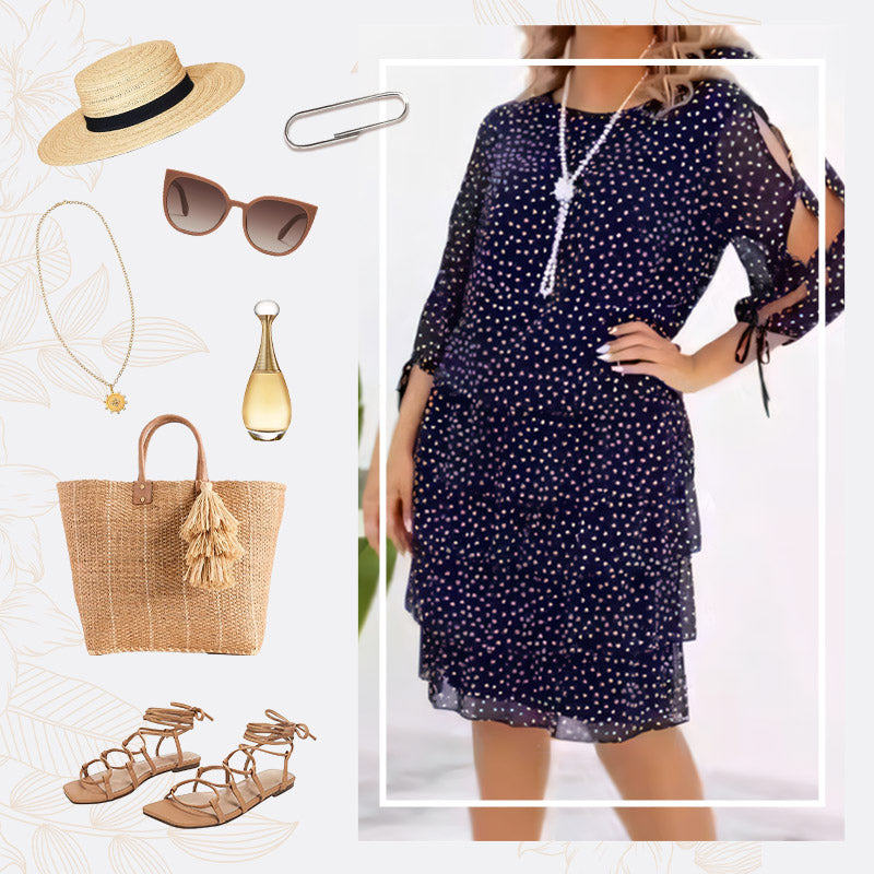 Preventa navideña✨Vestido casual estampado de capas para mujer