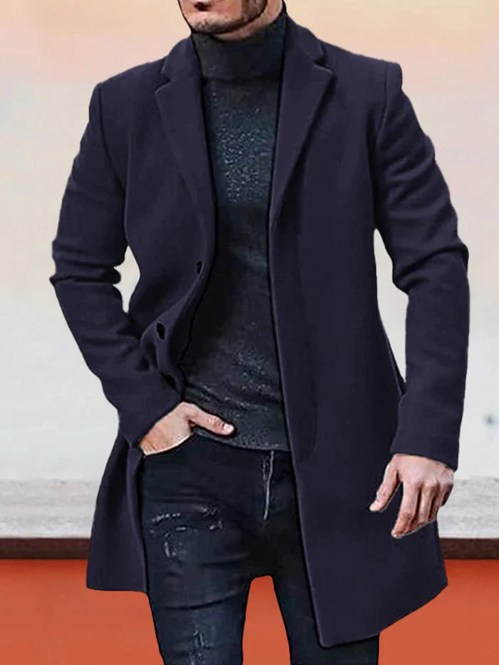 🔥Black-Friday-Mega-Angebot – 50 % Rabatt!🔥Herren einreihige einfarbige Jacke mit Schnalle