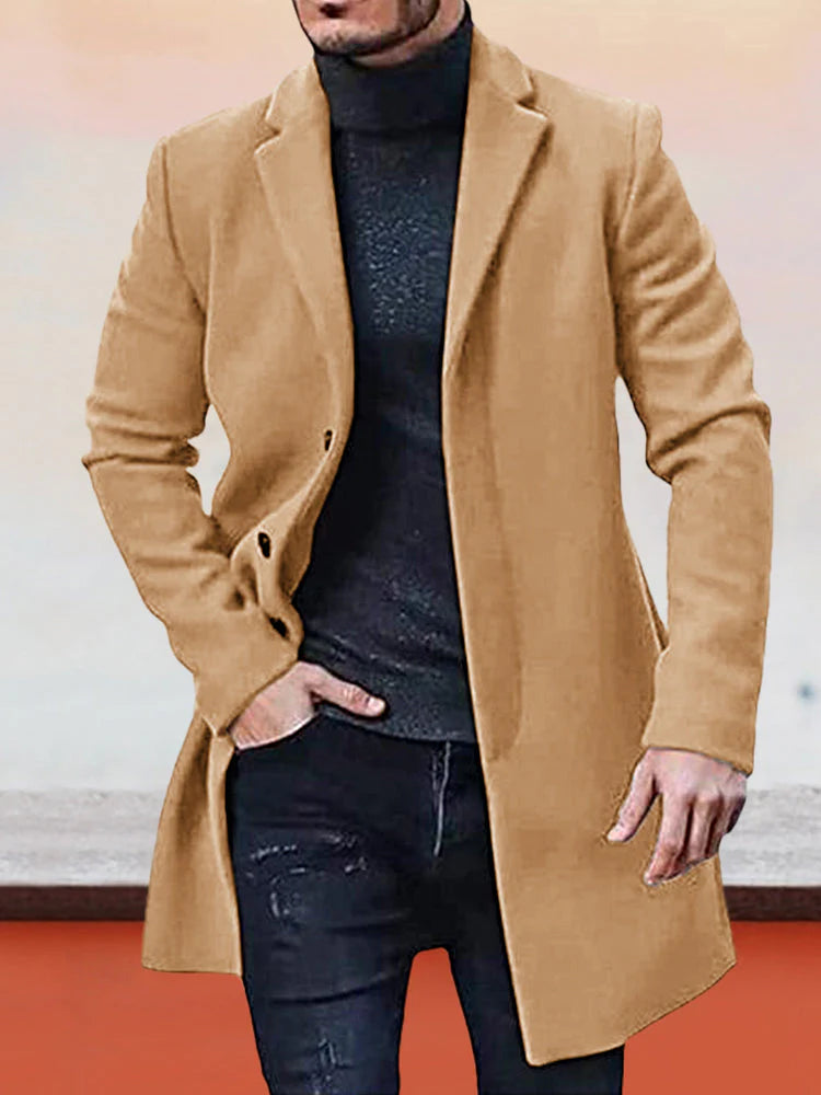 🔥Black-Friday-Mega-Angebot – 50 % Rabatt!🔥Herren einreihige einfarbige Jacke mit Schnalle