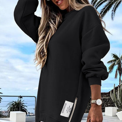 Séter de manga larga con la ranura con cremallera Vestido de sudadera informal
