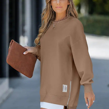 Séter de manga larga con la ranura con cremallera Vestido de sudadera informal