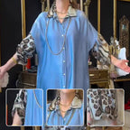 🔥HEISSER VERKAUF 50% - Bedrucktes Maxikleid mit langen Ärmeln und Revers für Damen