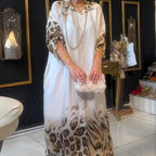 🔥HEISSER VERKAUF 50% - Bedrucktes Maxikleid mit langen Ärmeln und Revers für Damen