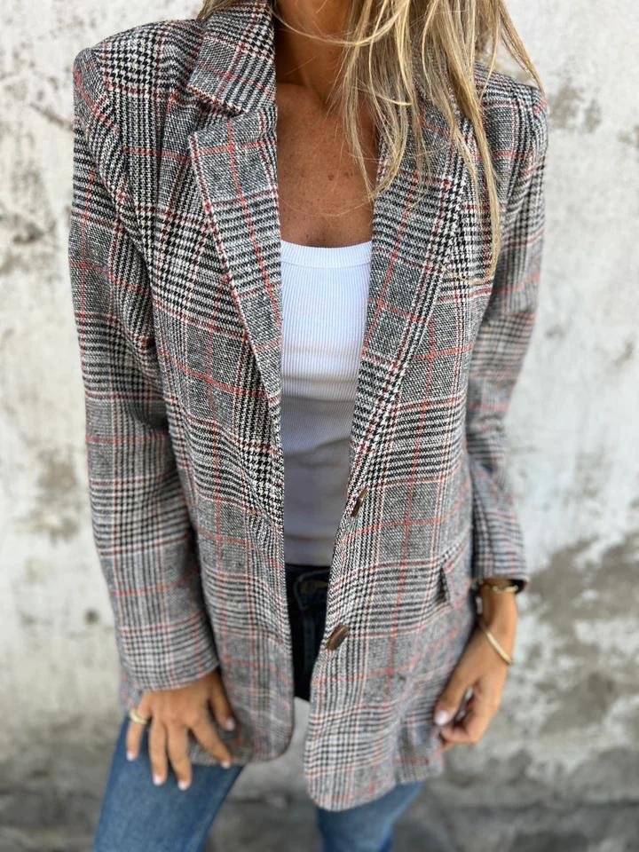 ⏰58% Rabatt🥰Saisonangebot zum Super-Sonderpreis🥰Lässiger karierter Blazer mit Revers