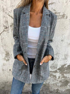 ⏰58% Rabatt🥰Saisonangebot zum Super-Sonderpreis🥰Lässiger karierter Blazer mit Revers