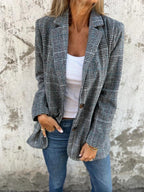 ⏰58% Rabatt🥰Saisonangebot zum Super-Sonderpreis🥰Lässiger karierter Blazer mit Revers