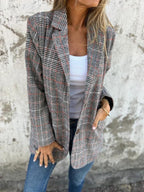 ⏰58% Rabatt🥰Saisonangebot zum Super-Sonderpreis🥰Lässiger karierter Blazer mit Revers
