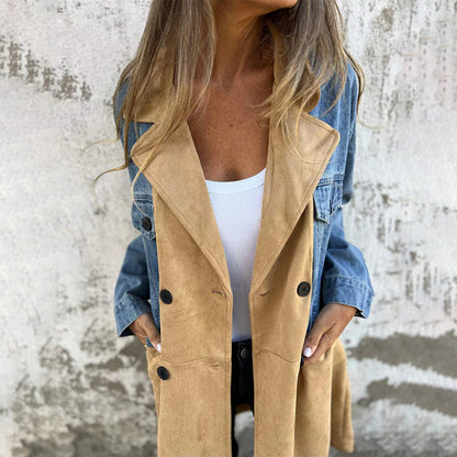 🥰 zeitlich begrenztes preisliches Angebot 🥰Mittellanger Trenchcoat mit Denim-Jeans-Nähten