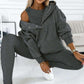 2024 Sportliches Damen Sweatshirt mit Kapuze + Slim Fit Weste + Hose 3er Set