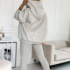 2024 Sportliches Damen Sweatshirt mit Kapuze + Slim Fit Weste + Hose 3er Set