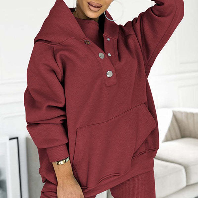 2024 Sportliches Damen Sweatshirt mit Kapuze + Slim Fit Weste + Hose 3er Set