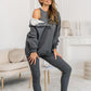 2024 Sportliches Damen Sweatshirt mit Kapuze + Slim Fit Weste + Hose 3er Set